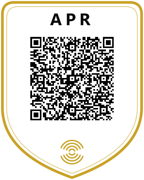 APR shield badge with QR code